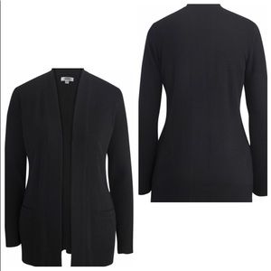 Edwards Jersey Knit Acrylic Open Cardigan, BLACK